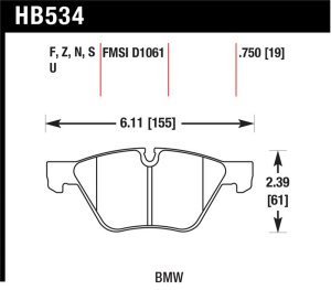 BMW 3 Series Brake Pads - Front - Hawk Performance - DTC-70 Compound - 2006